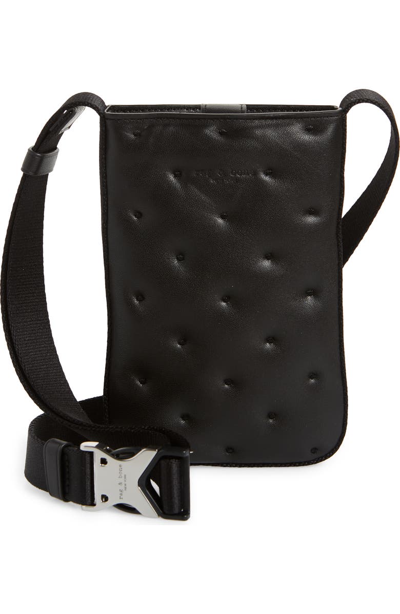 rag & bone Riser Leather Crossbody Phone Pouch, Main, color,