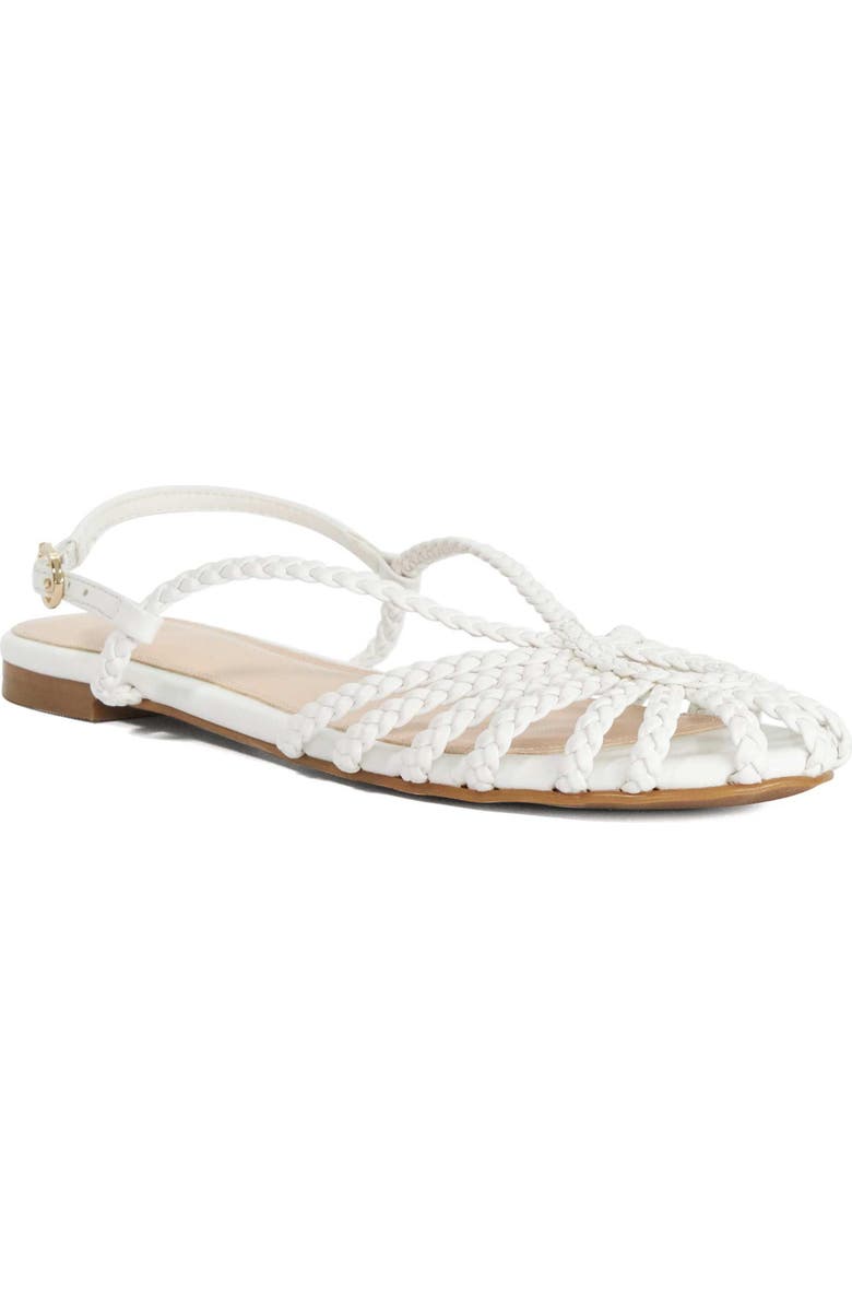 Dune London Hoopla Faux Leather Flat, Main, color, White