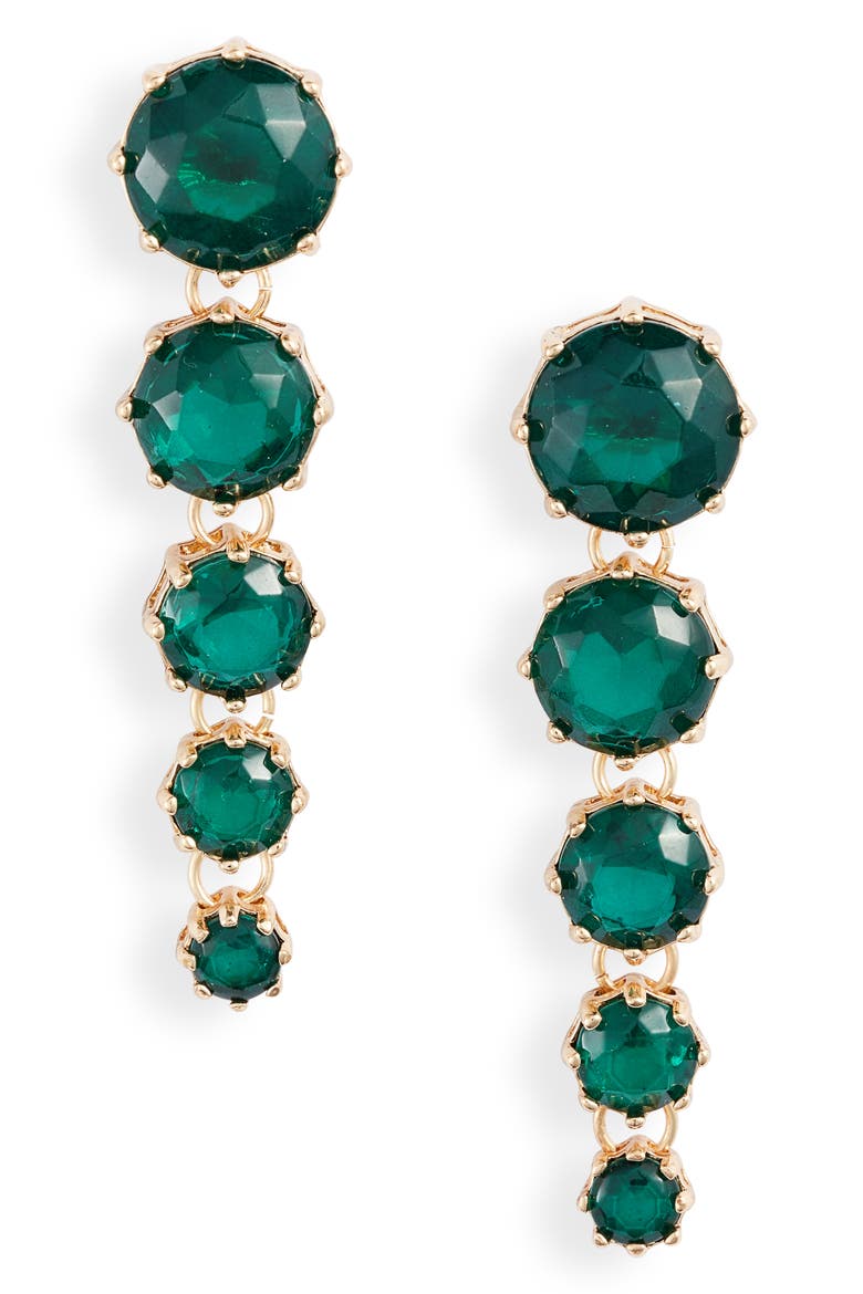 Cascading Linear Earrings, Main, color, EMERALD- GOLD