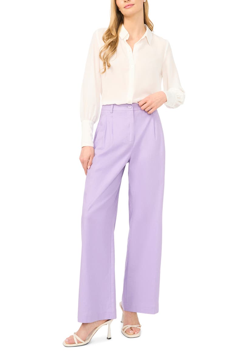 Pleated High Waist Linen Blend Dress Pants, Alternate, color, SOFT LAVENDER