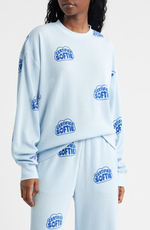 Certified Softie Waffle Knit Fleece Graphic Sweatshirt