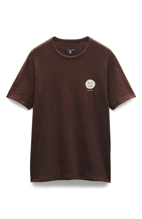 Rag & Bone Embroidered Sour Face T-shirt In Brown