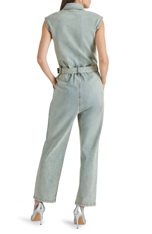 Steve Madden Olynne Sleeveless Denim Jumpsuit In Blue