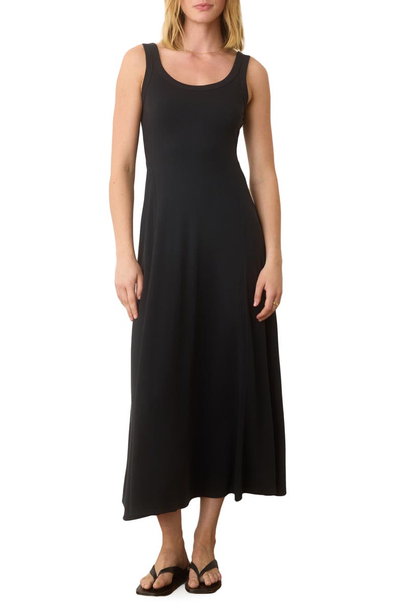 Marine Layer Lexi Sun-In Sleeveless Fit & Flare Rib Maxi Dress, Main, color, Black