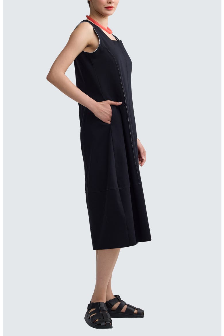 Korin Contrast-Stitch Balloon Dress, Alternate, color, Black