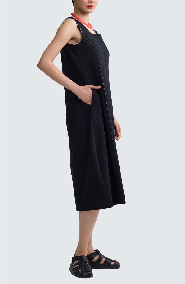 LUUKAA Korin Contrast-Stitch Balloon Dress, Alternate, color, Black