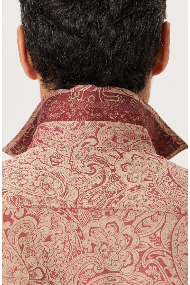 Hudson Paisley Stretch Shirt, Alternate, color, GARNET