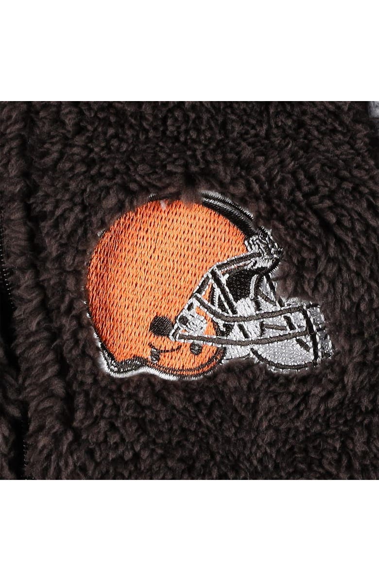 Outerstuff Newborn & Infant Brown/Gray Cleveland Browns Game Nap Teddy Fleece Bunting Full-Zip Sleeper, Alternate, color, Brown