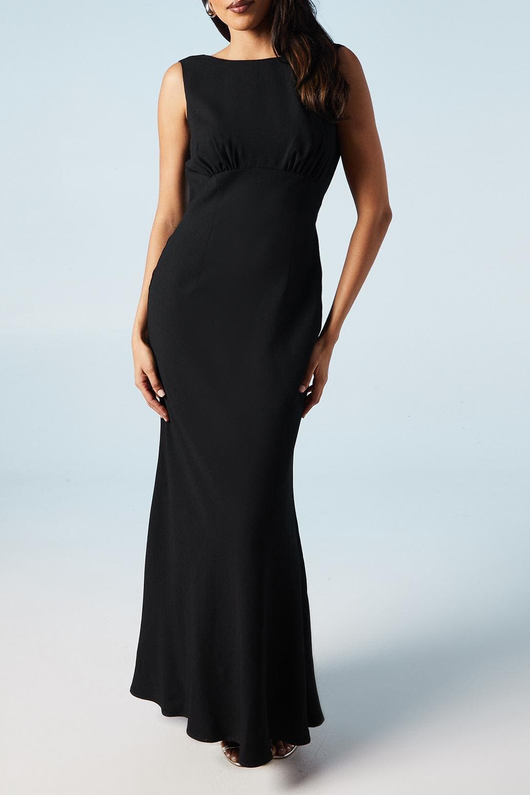 cowl back bridesmaid dress MissPap Women's High Neck Cowl Back Bridesmaid Dress in Dusty Rose