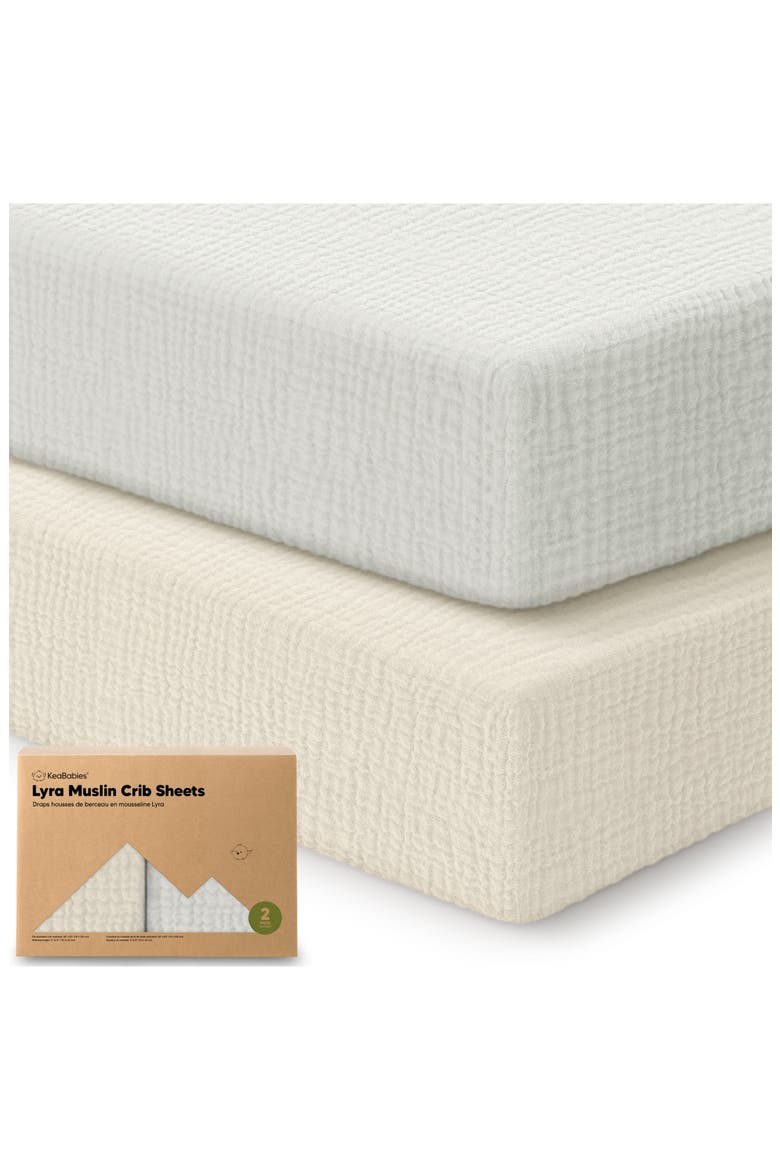 2-Pack Lyra Muslin Crib Sheets, Main, color, Greige