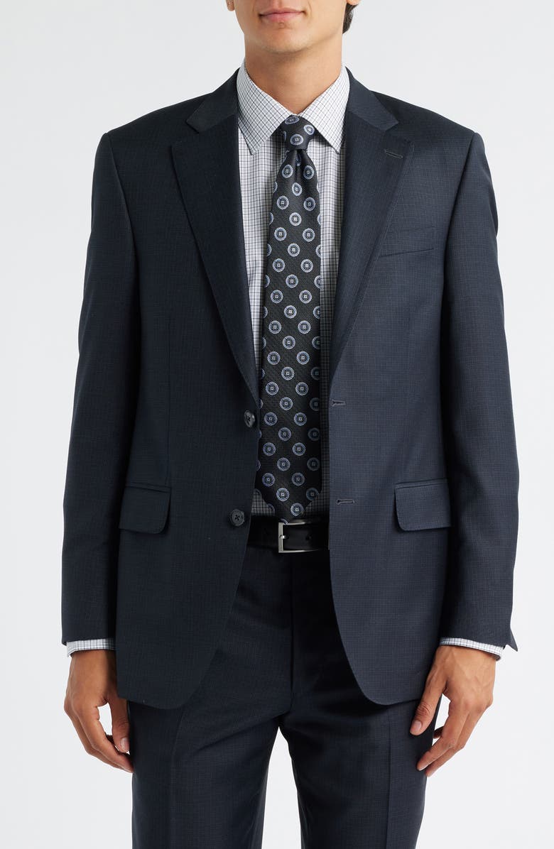 Peter Millar Flynn Classic Fit Grey Check Wool Suit, Alternate, color, Charcoal