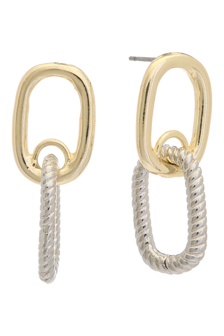 Two-Tone Twisted Link Drop Earrings, Main, color, TWO TONE