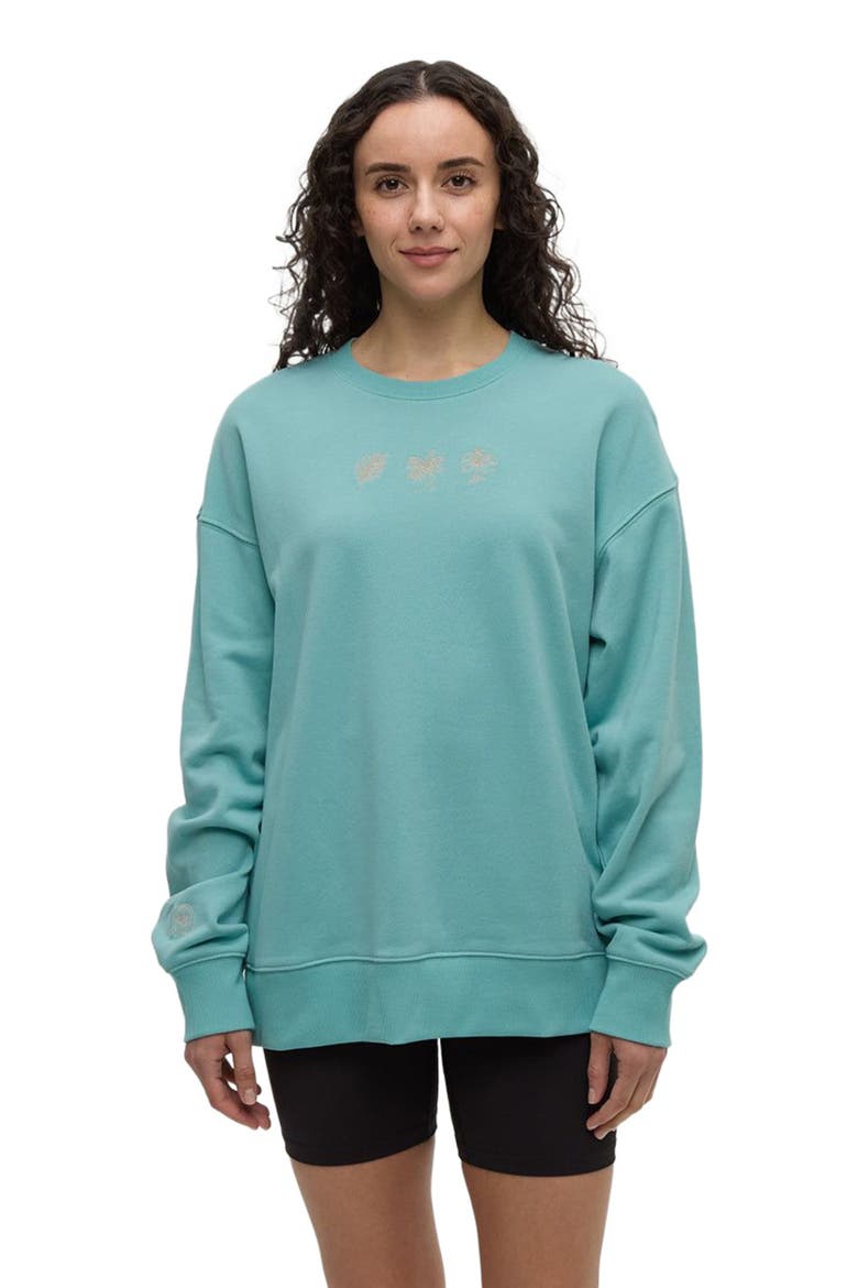 Haiti Embroidery Relaxed Crew, Alternate, color, Turquoise Sky/White