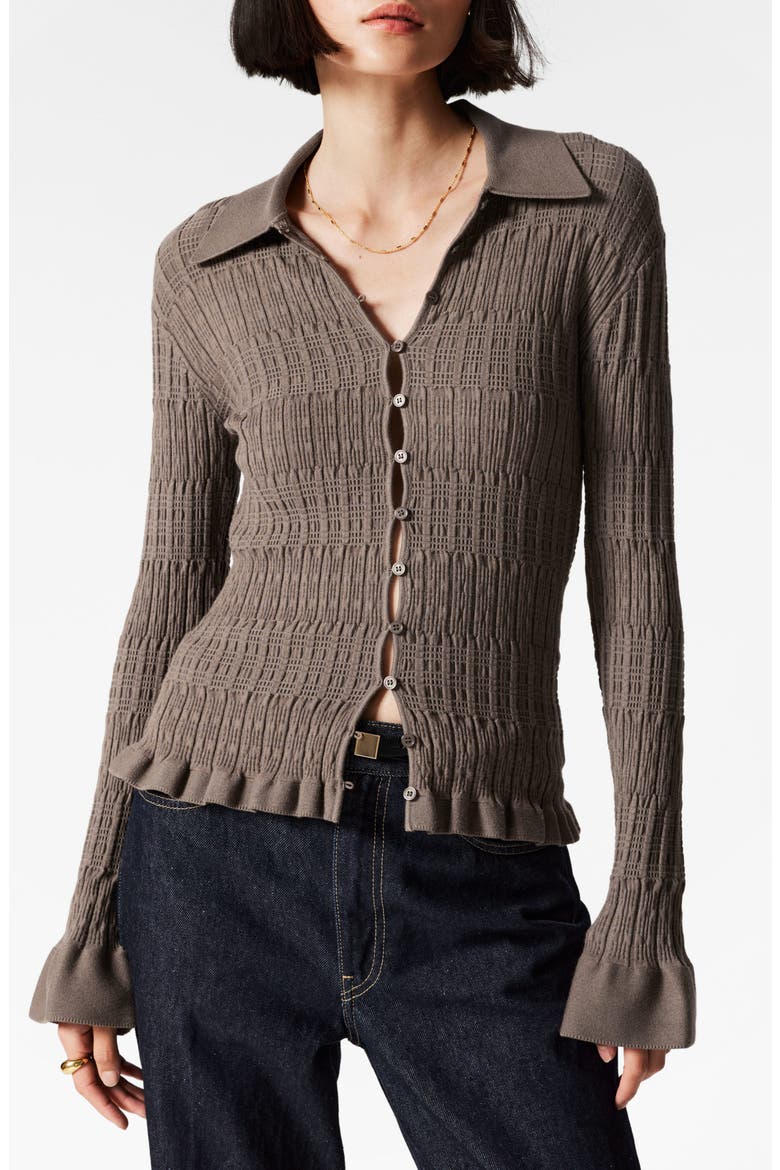 Flared Sleeve Cardigan, Main, color, MOLE DARK