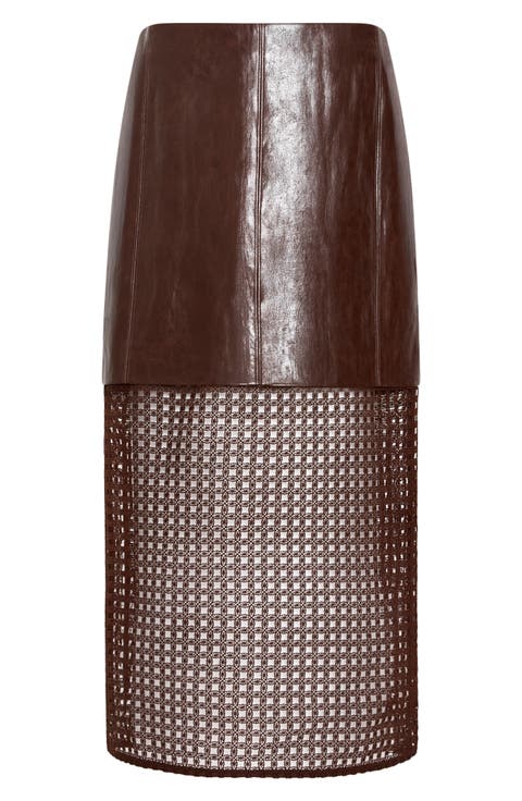Novah Faux Leather Midi Skirt