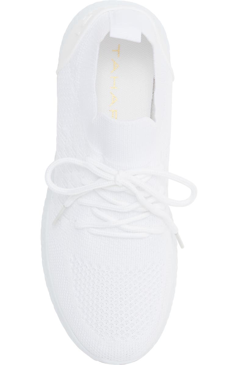Tahari Knit Lace-Up Sneaker, Alternate, color, White/ Gum