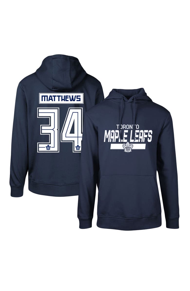 LEVELWEAR Men's Levelwear Auston Matthews Navy Toronto Maple Leafs Podium Name & Number Pullover Hoodie, Alternate, color, 