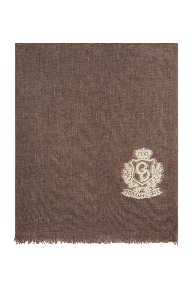 Suzane Emblem Detail Scarf, Main, color, Cigar