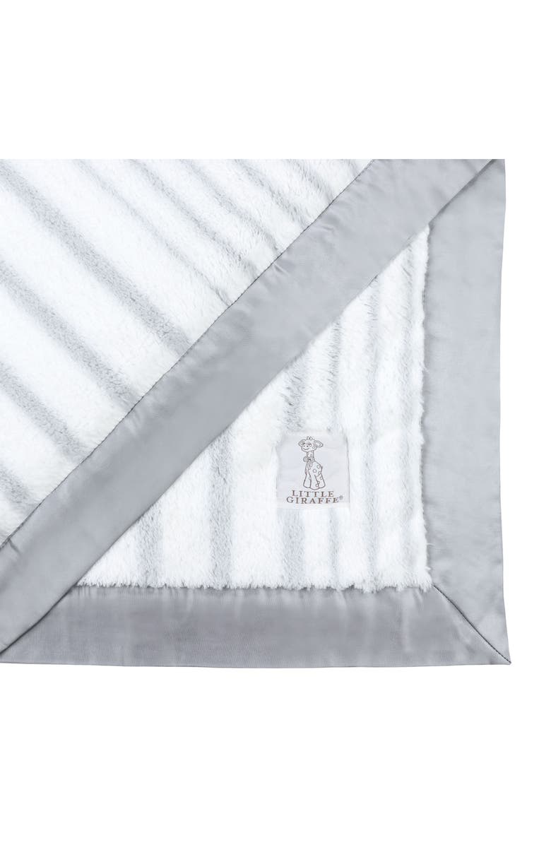 Little Giraffe Luxe Strand Faux Fur Blanket, Alternate, color, Silver