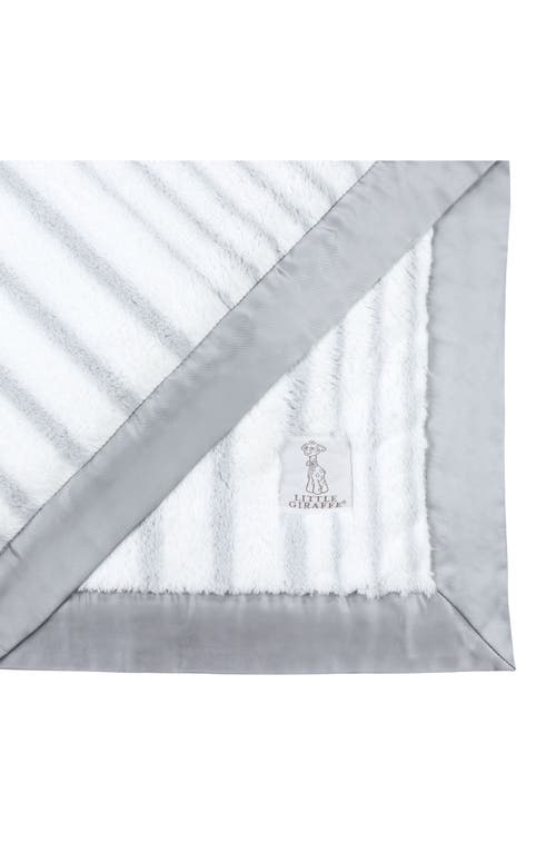 Shop Little Giraffe Luxe Strand Faux Fur Blanket In Silver