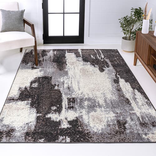 Jonathan Y Zoe Contemporary Bohemian Abstract Marble Area Rug In Charcoal/cream