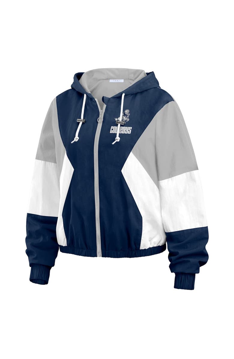 WEAR by Erin Andrews Women's WEAR by Erin Andrews Navy Dallas Cowboys Plus Size Color Block Full-Zip Windbreaker Jacket, Alternate, color, Navy