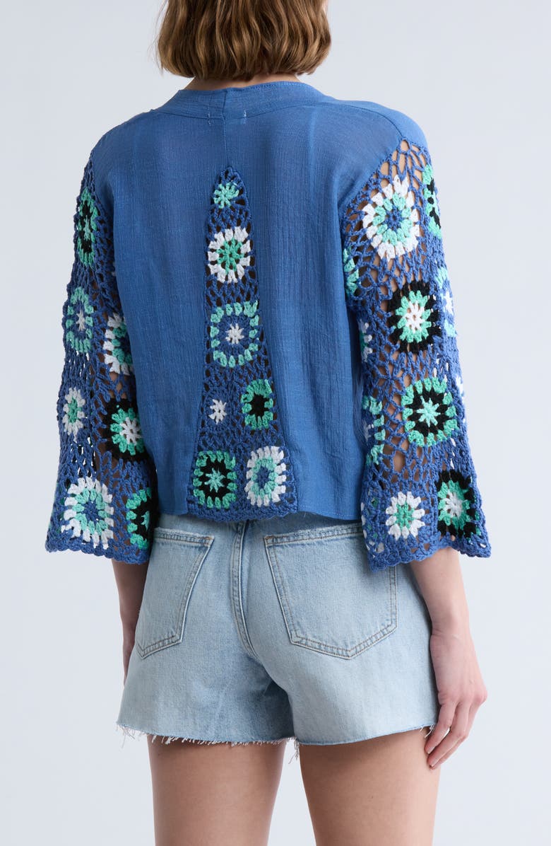 Elan Crochet Trim Crop Cover-Up Top, Alternate, color, Blue Multi