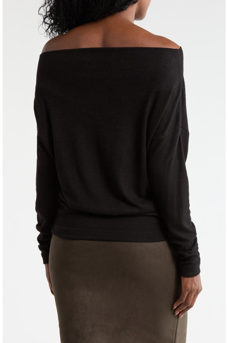 Brushed Knit Boat Neck Top, Alternate, color, BLACK
