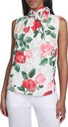 KARL LAGERFELD PARIS Rosette Detail Floral Tank