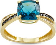 FUZION CREATIONS Diamond, Sapphire & London Blue Topaz Ring