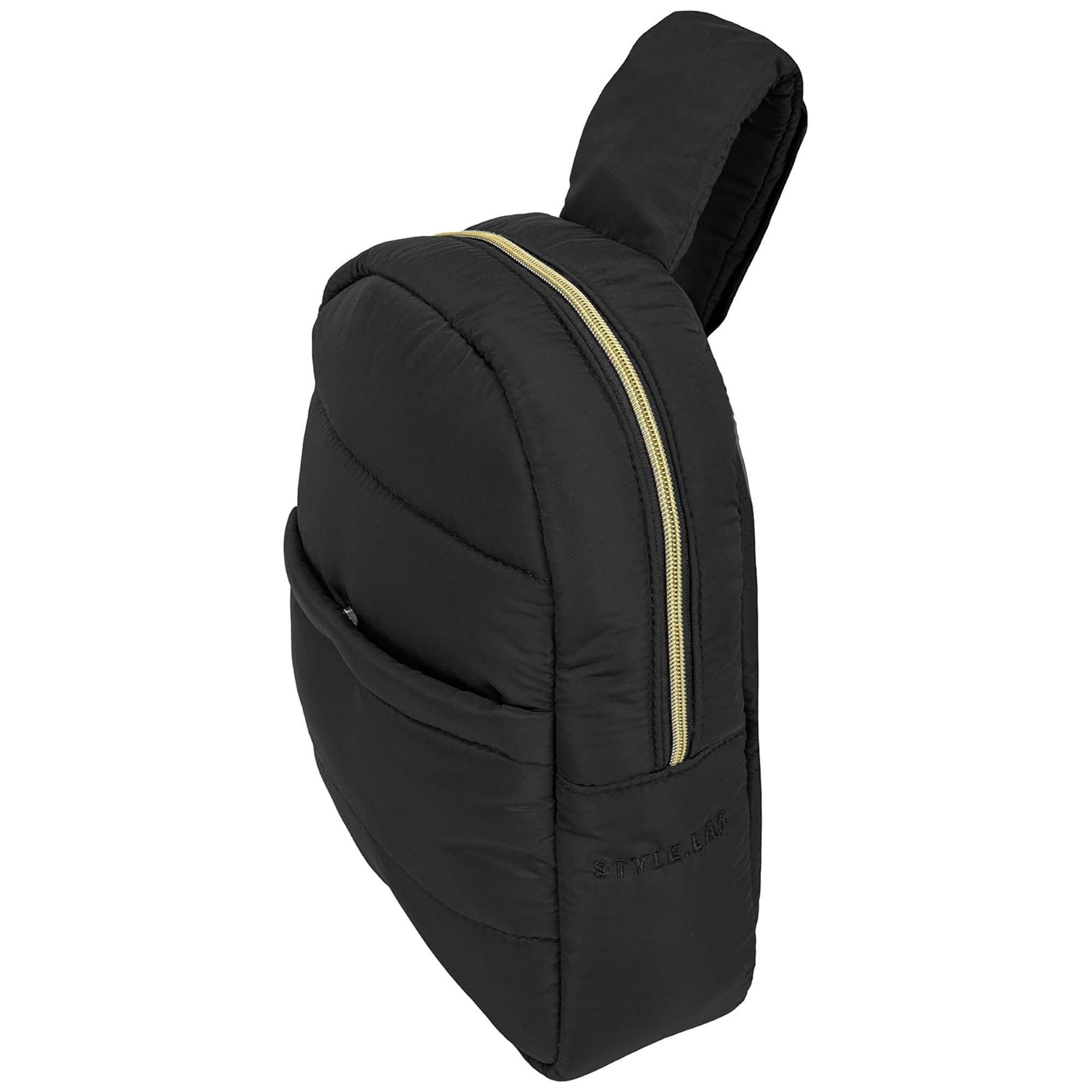 Style.Lab Fashion Angels Bekah Puffer Crossbody Backpack and Belt Bag Set, Alternate, color, Black