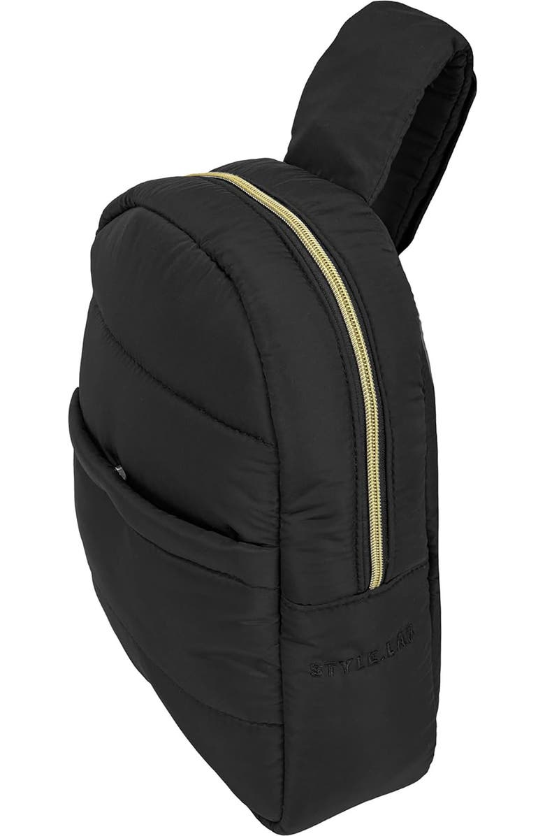 Style.Lab Fashion Angels Bekah Puffer Crossbody Backpack and Belt Bag Set, Alternate, color, Black