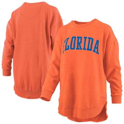 Women's Pressbox  Orange Florida Gators Melange Poncho Vintage Fleece Long Sleeve Pullover Sweatshirt
