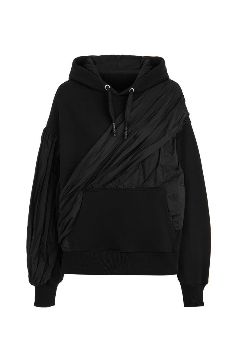 Nocturne Hooded Sweatshirt with Taffeta Drape Detail, Alternate, color, 