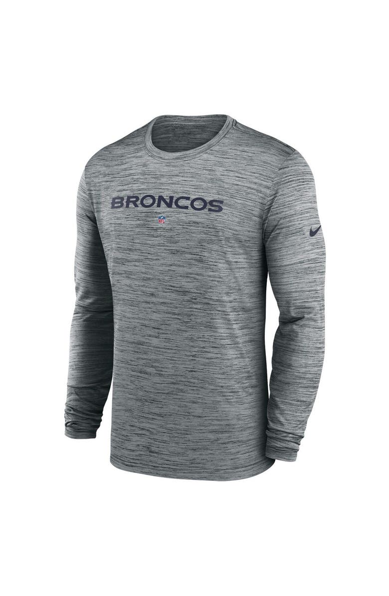 Nike Men's Nike Gray Denver Broncos Sideline Team Velocity Performance Long Sleeve T-Shirt, Alternate, color,