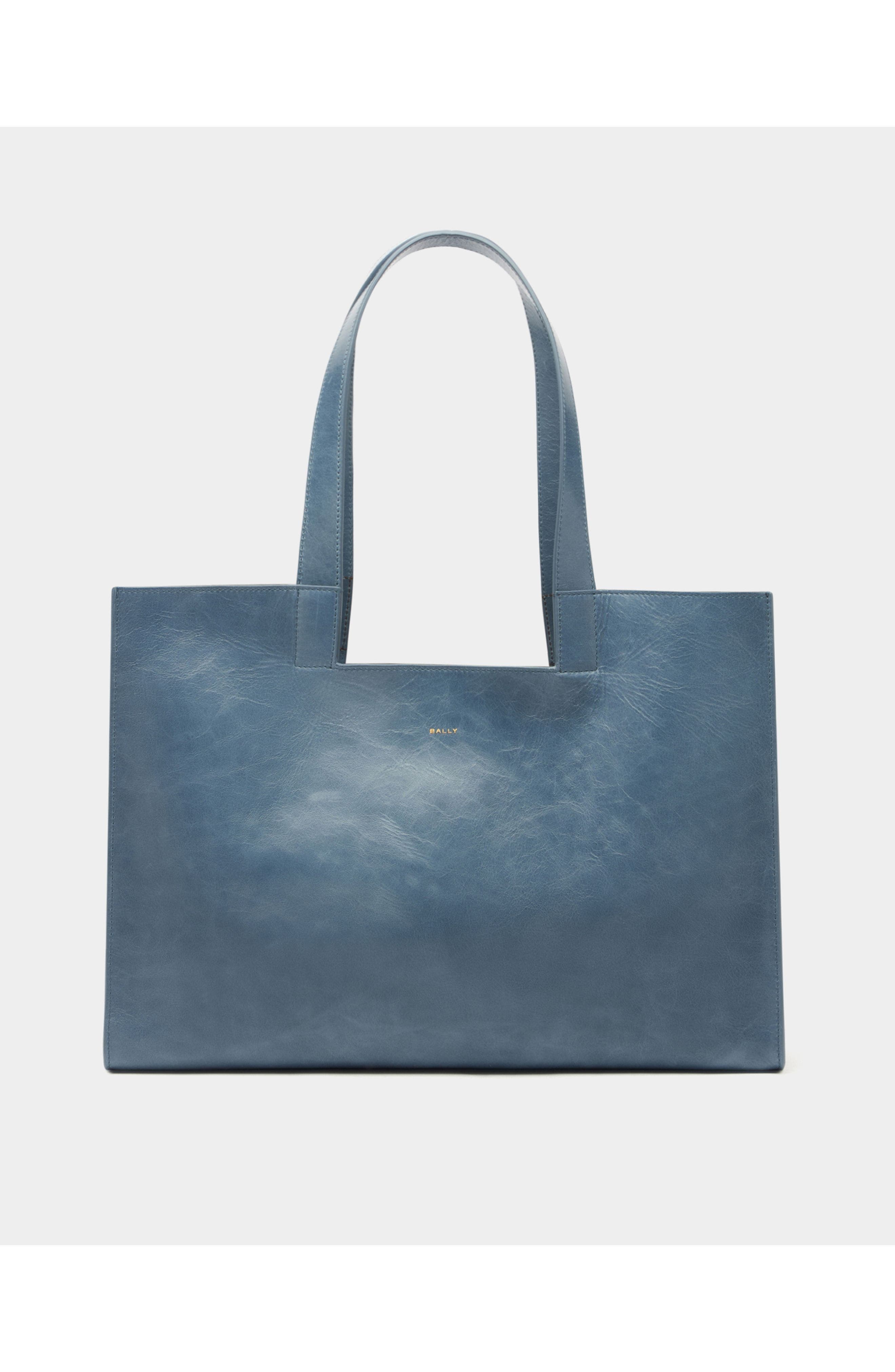 Bally Easy Bally Tote Bag in Plain Leather, Main, color, Blue