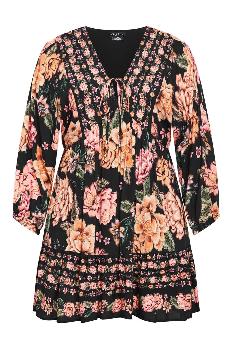 The Divine Border Print Long Sleeve Minidress, Alternate, color, FLORAL PRINT