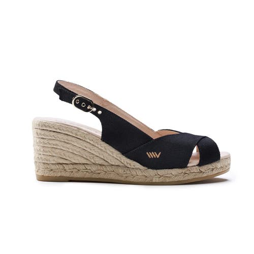 Viscata Llansa Canvas Espadrille Sandal Wedges In Black