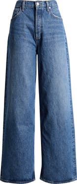 デニム・ジーパン AGOLDE Black denim Peculum wide-leg jeans Agolde Black Denim Peculum Wide-leg Jeans In Blue | ModeSens