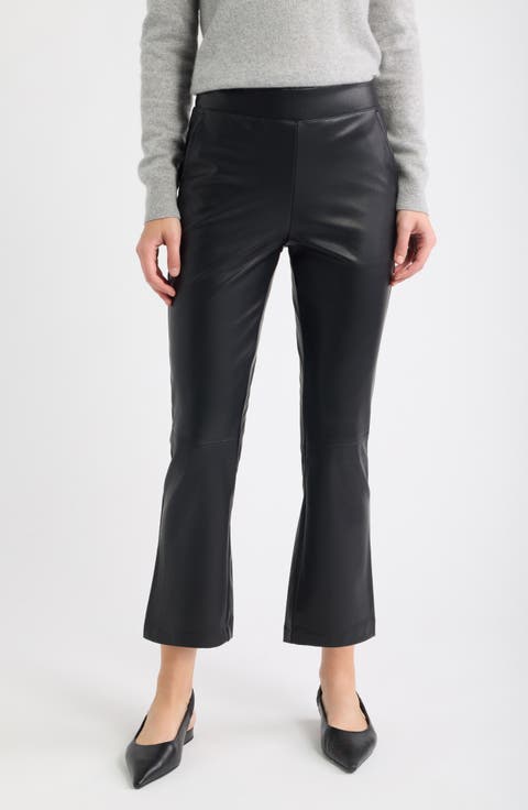 Faux Leather Crop Baby Bootcut Pants