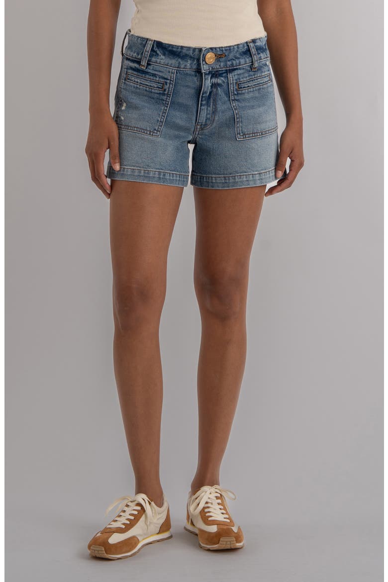 Jane Welt Pocket High Waist Denim Shorts, Main, color, VIBES