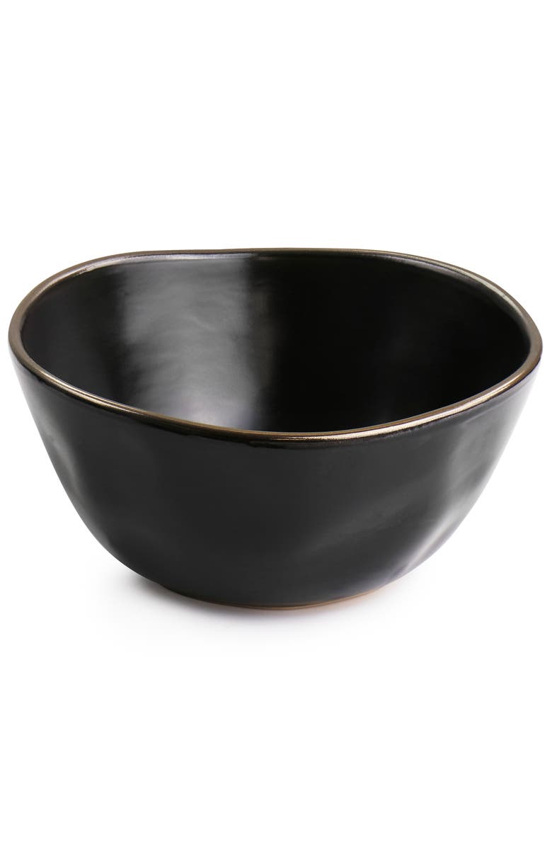 Elama Modern 16 Piece Stoneware Dinnerware Set, Alternate, color, Black