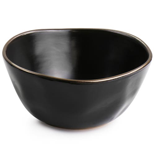 Elama Modern 16 Piece Stoneware Dinnerware Set In Black
