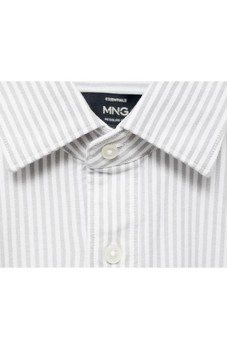 MANGO Stripe Cotton Button-Up Oxford Shirt, Alternate, color, Grey