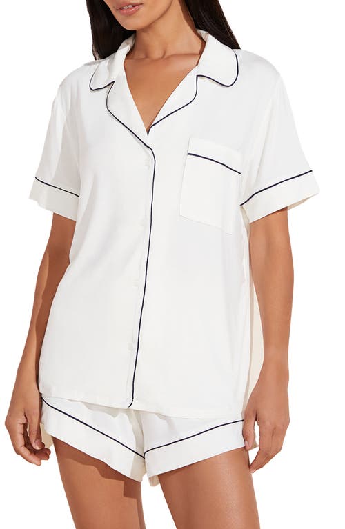 Eberjey Gisele Relaxed Short Pajamas in Ivory/navy at Nordstrom, Size X-Large