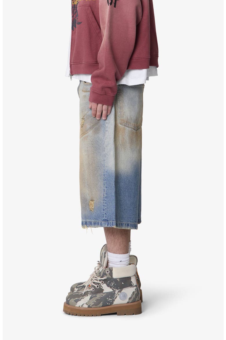 Ultra Baggy Dirty Denim Shorts, Alternate, color, WASHED BLUE