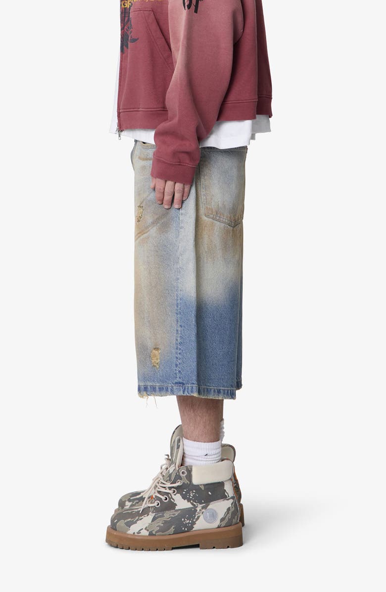 mnml Ultra Baggy Dirty Denim Shorts, Alternate, color,