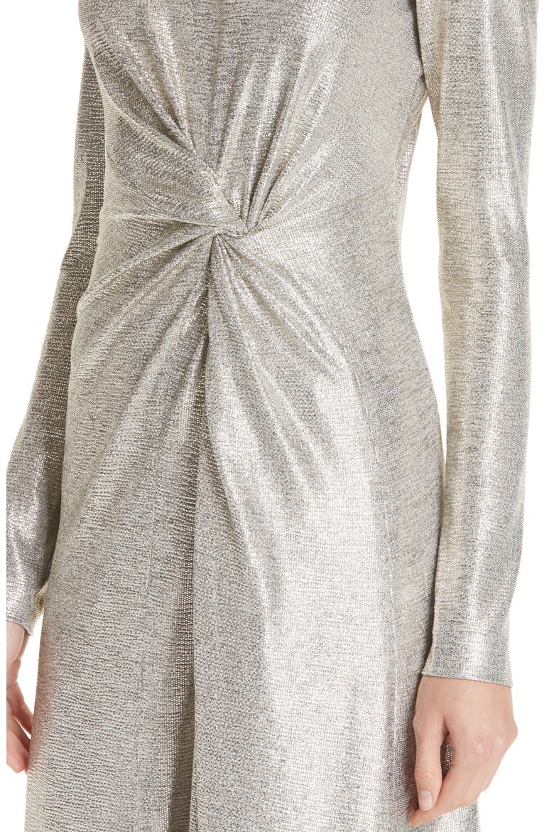 Twist Detail Metallic Dress, Alternate, color, PLATINUM