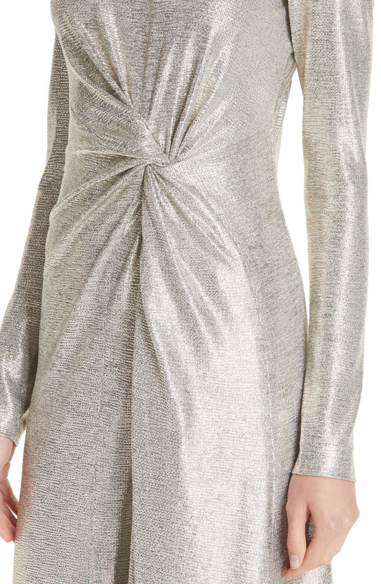 Galvan Twist Detail Metallic Dress, Alternate, color,