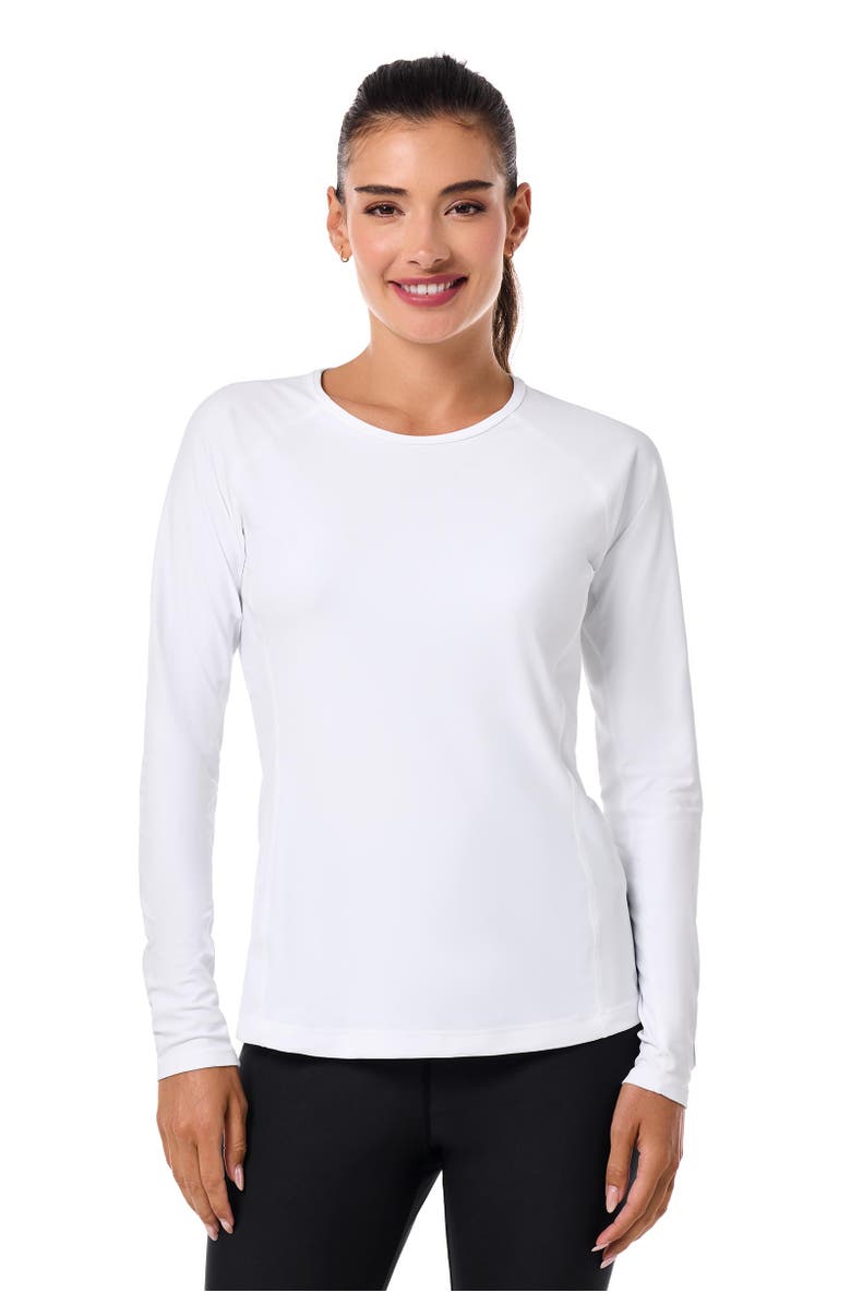 Coolibar Women's Lightweight Swim Shirt with Long Sleeves, UPF 50+ Sun Protection, Hightide Lite, Main, color, White